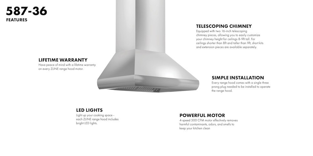 ZLINE Kitchen and Bath ZLINE 36 in. Professional Convertible Vent Wall